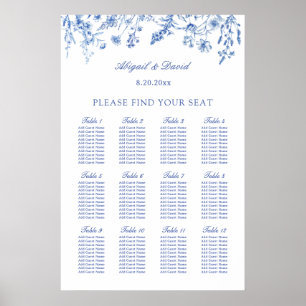 Blue Wildflowers Wedding Seating Chart