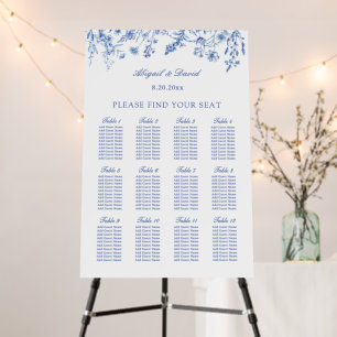 Blue Wildflowers Wedding Seating Chart Foam Board
