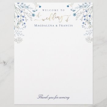Blue Wildflowers Wedding Welcome Letterhead by amoredesign at Zazzle