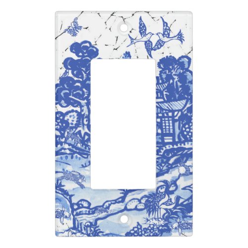 Blue Willow Animal Fox Rabbit Deer Vintage Art Light Switch Cover