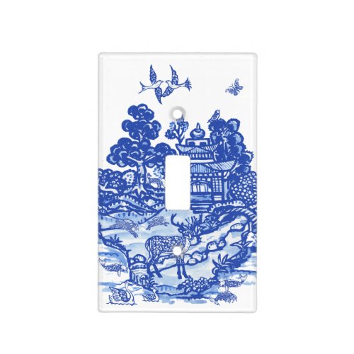 Blue Willow Animal Fox Rabbit Deer Vintage Art Light Switch Cover