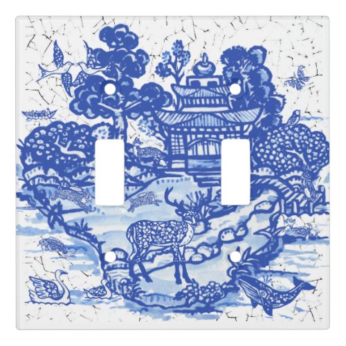 Blue Willow Animal Island Whimsical Deer Rabbit Light Switch Cover