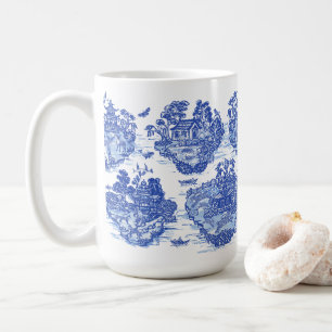 Blue Willow Animal Rabbit Deer Fox Bird Coffee Mug