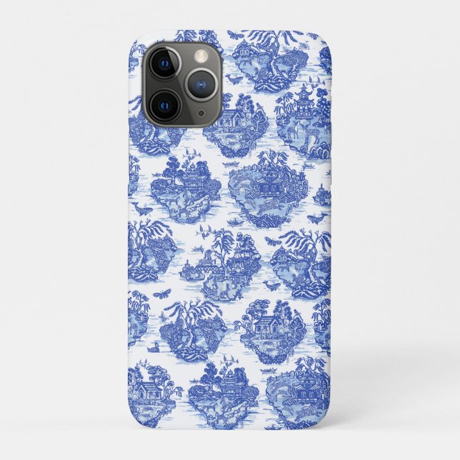 Blue Willow Animal Rabbit Deer Fox Bird Toile Art Case-Mate iPhone Case (Back)