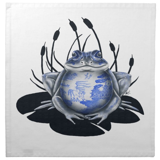 Blue Willow Bull Frog Napkins (Front)