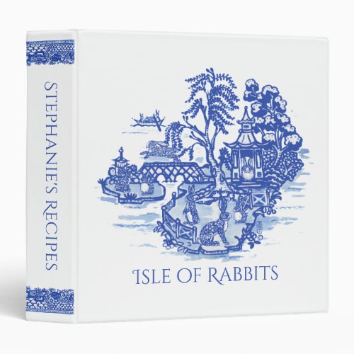 Blue Willow Bunny Rabbit Island Love Custom  Fun 3 Ring Binder