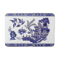 Blue Willow China Design Kitchen Rug Bath Mat