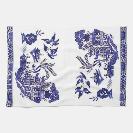 Blue Willow China Design Kitchen Towel 