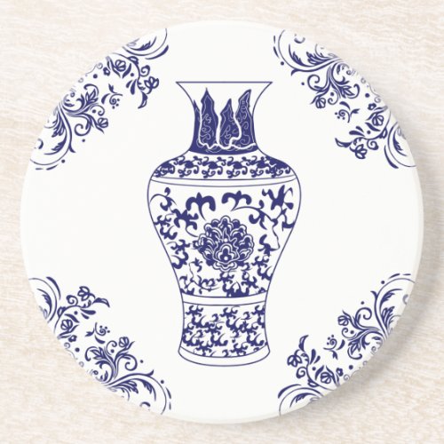 Blue Willow Chinoiserie Blue and White Ginger Jar  Coaster