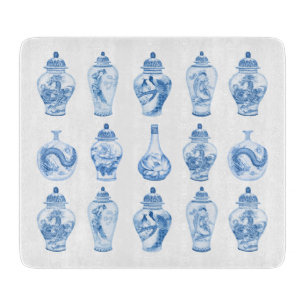 Blue Willow Chinoiserie Ginger Jars China Cutting Board