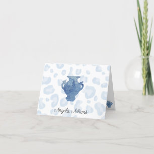 Blue Willow Chinoiserie Leopard Ginger Jars  Letterpress Thank You Card