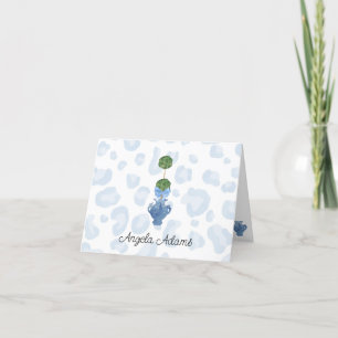 Blue Willow Chinoiserie Leopard Ginger Jars  Letterpress Thank You Card