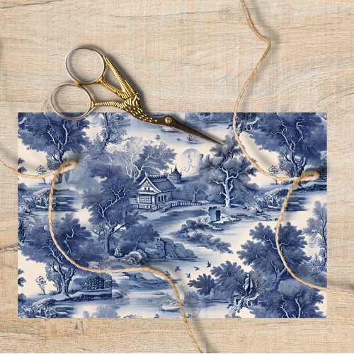 Blue Willow Decoupage Vintage  Tissue Paper