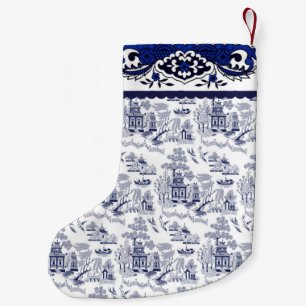 Blue Willow Design Small Christmas Stocking