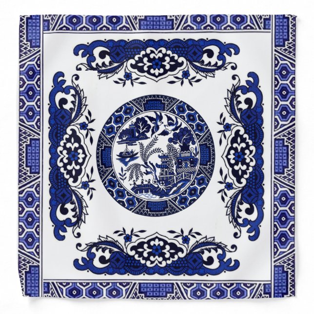 Blue Willow Design v2 Bandana (Front)
