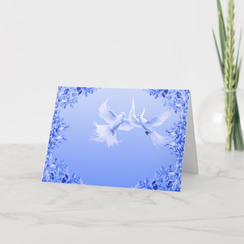 Blue Willow Doves  Blank Inside Greeting Card