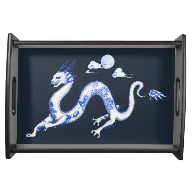 Blue Willow Dragon Serving Tray (Front)