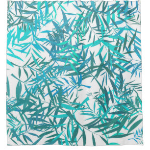 Blue Willow Leaves Shower Curtain