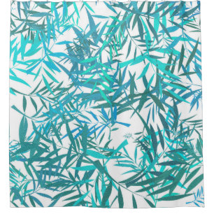 Blue Willow Leaves Shower Curtain