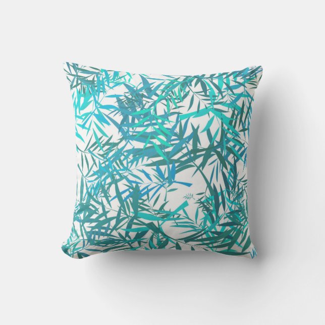 Blue Willow Leaves Throw Pillow (Front)