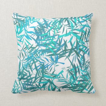 Blue Willow Leaves Throw Pillow by BamalamArt at Zazzle