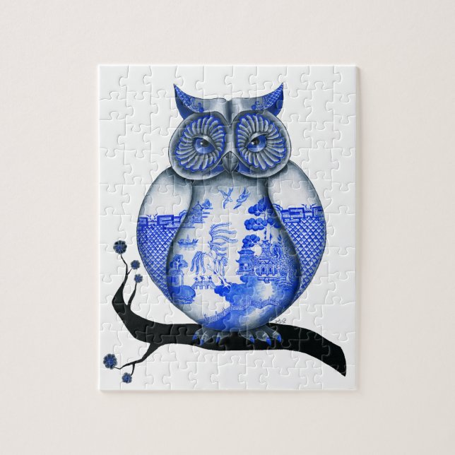 Blue Willow Owl Jigsaw Puzzle (Vertical)