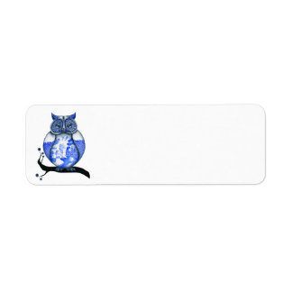Blue Willow Owl Label