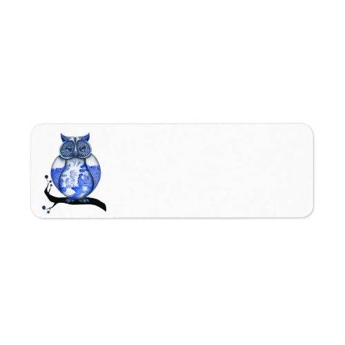 Blue Willow Owl Label