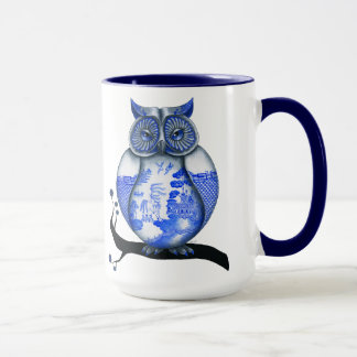 Blue Willow Owl Mug