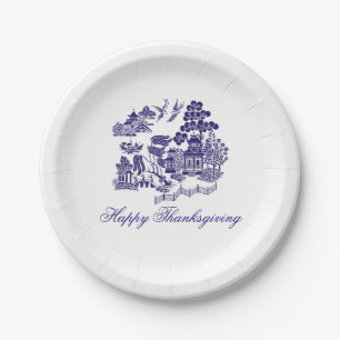 Blue Willow Pattern Your Greeting or Holiday Paper Plates