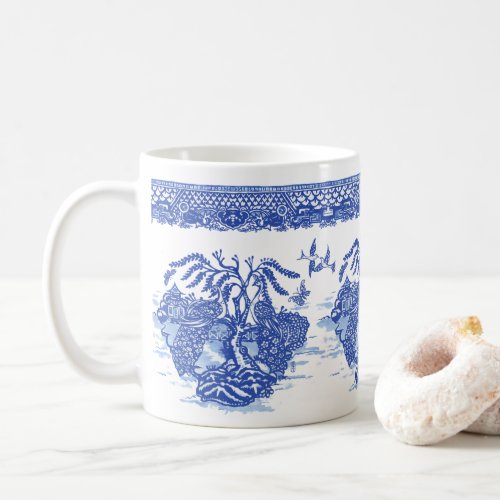 Blue Willow Peacock Bird Isle of Animals  Fun Art Coffee Mug