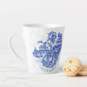 Blue Willow Rabbit Island Whimsical Crackle Look L Latte Mug