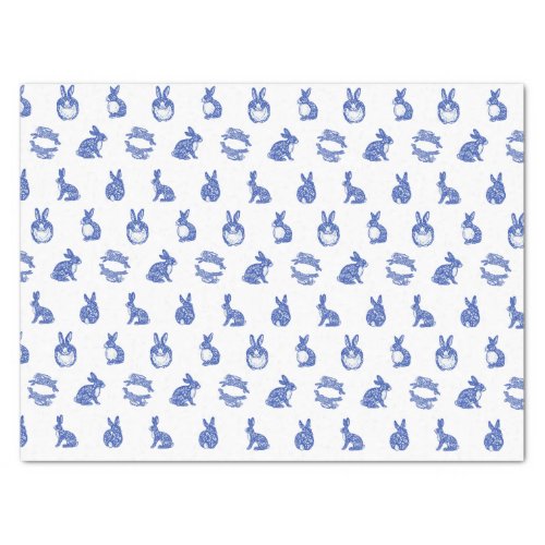 Blue Willow Rabbit Whimsical Isle of Rabbits  Tissue Paper