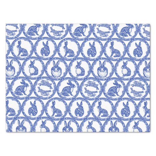 Blue Willow Rabbit Whimsical Isle of Rabbits Wrapp Tissue Paper