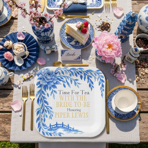 Blue willow Rose bridge Tea Time Paper Plates