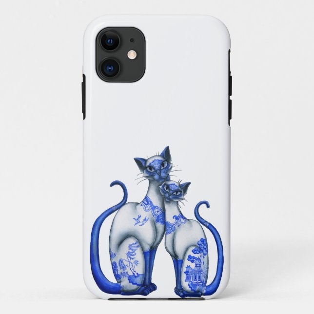 Blue Willow Siamese Cats Case-Mate iPhone Case (Back)