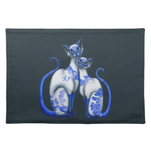 Blue Willow Siamese Cats Placemat