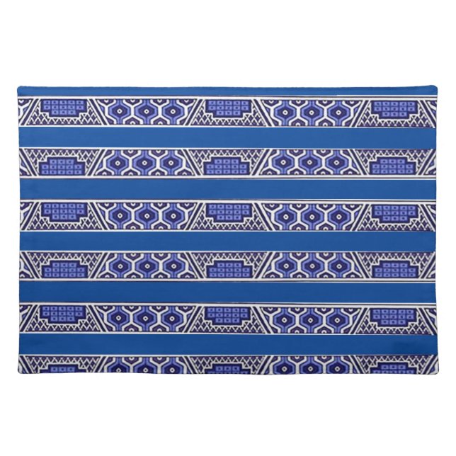 Blue Willow Stripe Design Cloth Placemat (Front)
