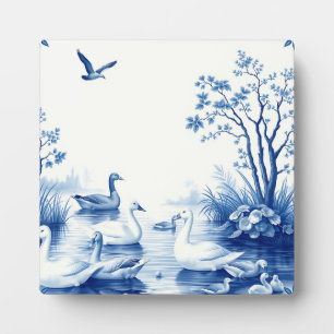 Blue Willow Swans Lake Scene Plaque