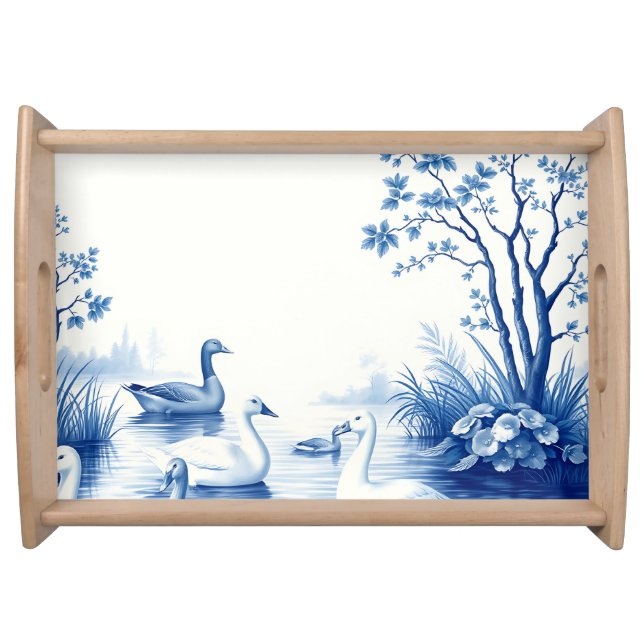Blue Willow Swans Lake Scene Serving Tray (Front)