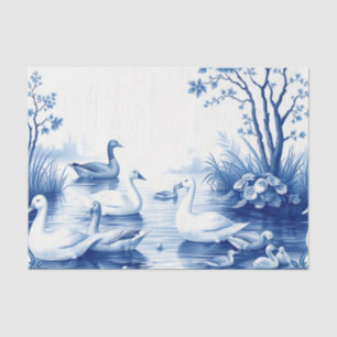 Blue Willow Swans Lake Scene Tissue Paper