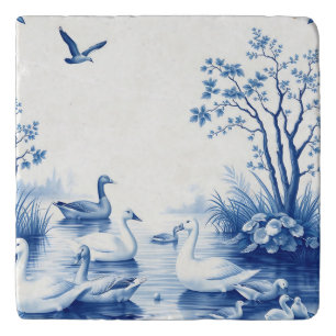 Blue Willow Swans Lake Scene Trivet