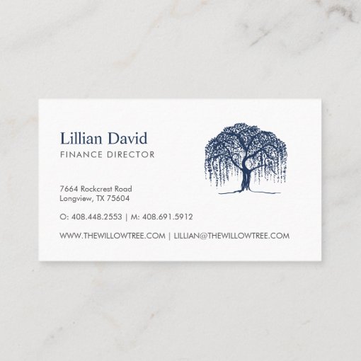 Blue Willow Tree Logo Business Card | Zazzle