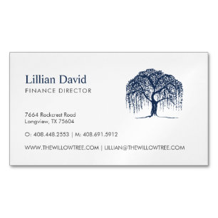 Blue Willow Tree Logo Business Card Magnet