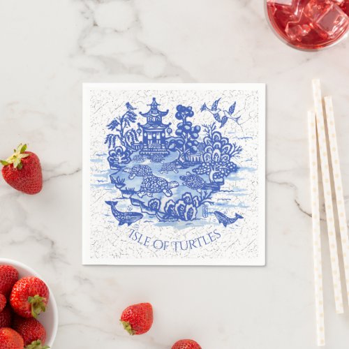 Blue Willow Turtle Tortoise Garden Whimsical Napkins