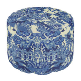 Blue Willow, Woodland Animals Whimsical Fox Rabbit Pouf