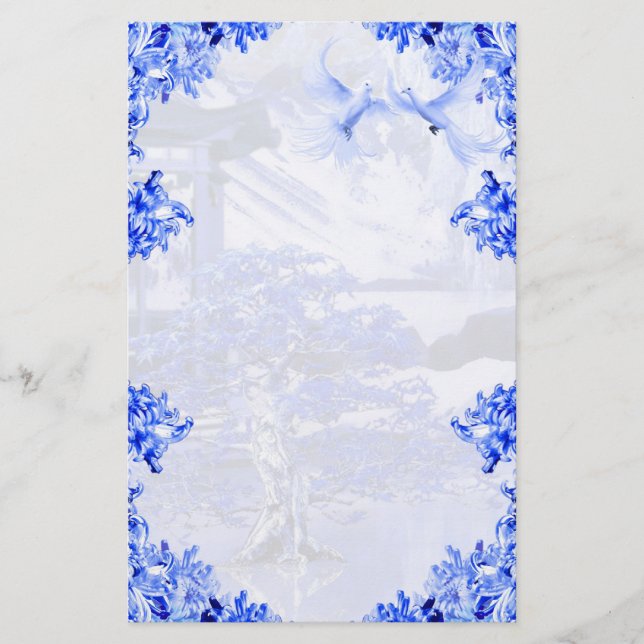 "Blue Willow World" 15 ~ Elegant Stationery (Front)