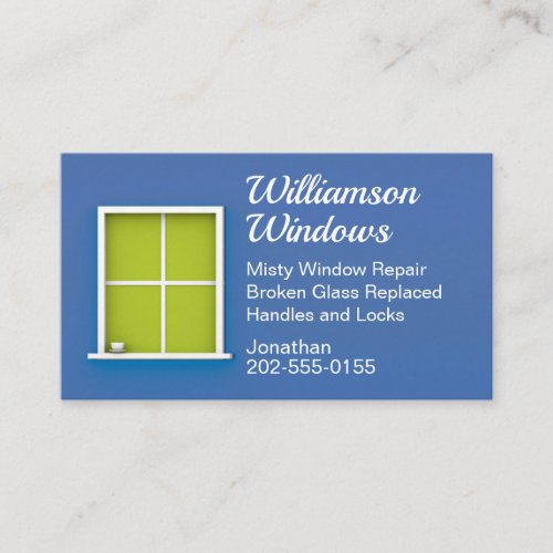 Blue Window Replacement Repair Washing Business Card