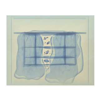 Blue window. wood wall art