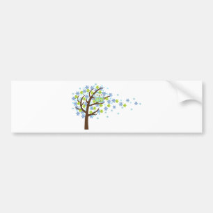 Blue Windy Tree Owl Bumper Sticker